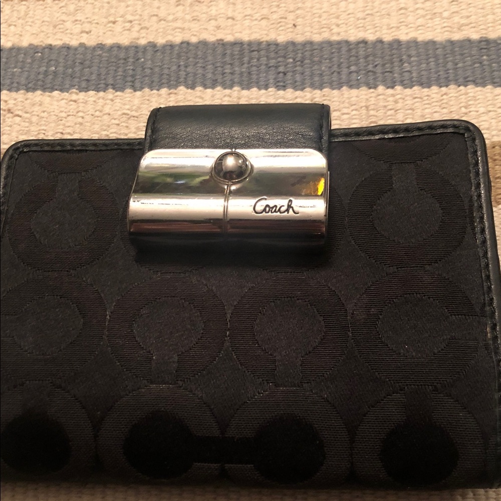 Coach Black Wallet with Silver Accent